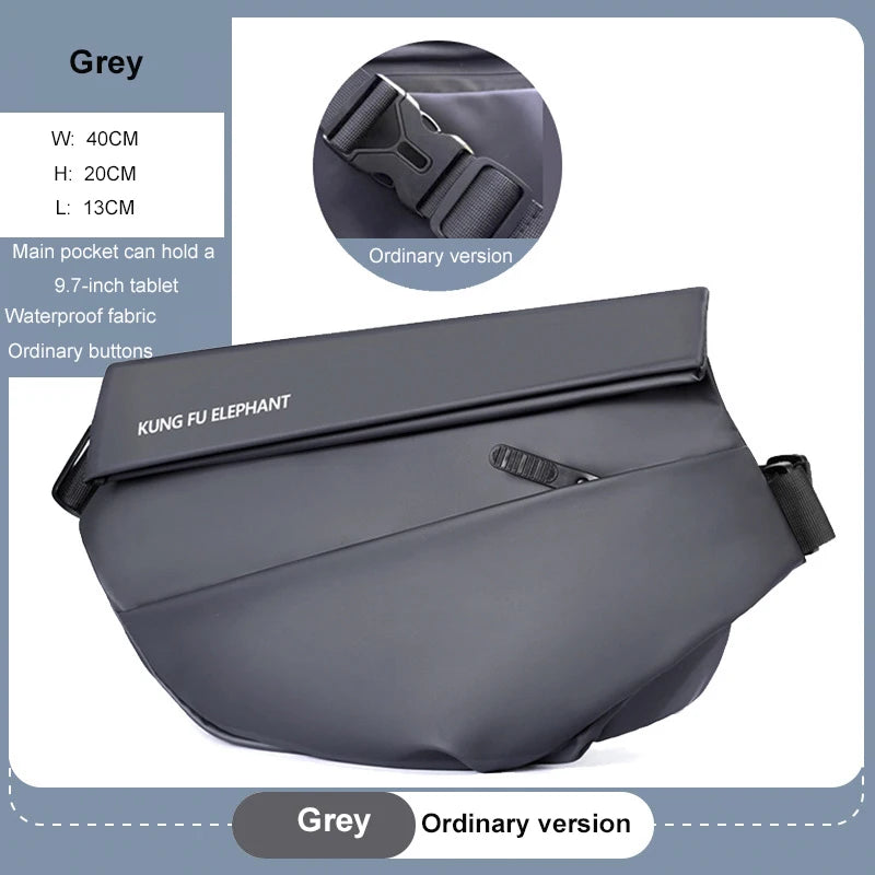 Casual Men's Sports Messenger Bag Trendy Chest Shoulder Bag One-button Switch Magnetic Buckle Large-capacity Storage Bag