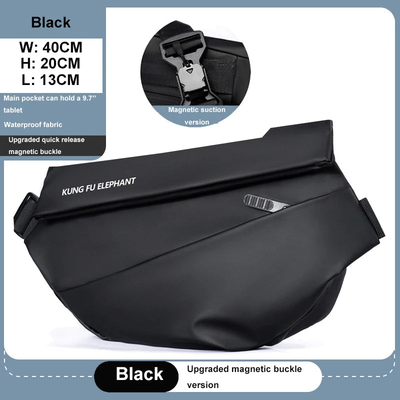 Casual Men's Sports Messenger Bag Trendy Chest Shoulder Bag One-button Switch Magnetic Buckle Large-capacity Storage Bag