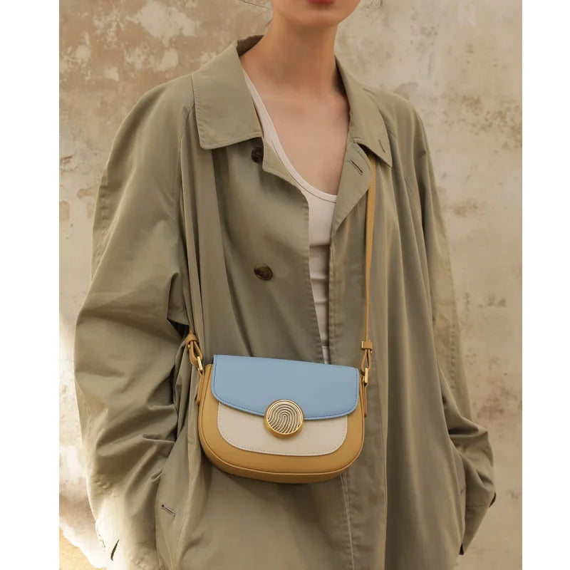 Saddle Bag Spring and Summer New Genuine Leather Women's Bag High-End Cowhide Shoulder ladies Crossbody Bag