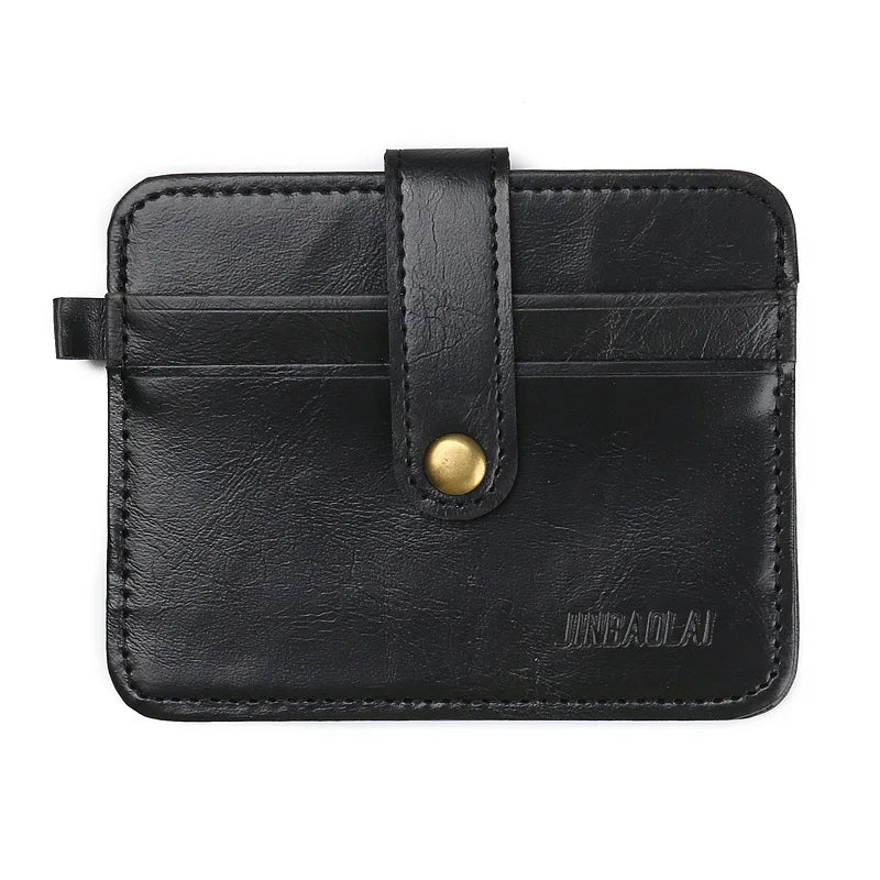 Men PU Leather Credit Card Holder Slim Leather Wallet Minimalist Money Bag Thin Front Pocket with 2 Card Slots for Male Gift