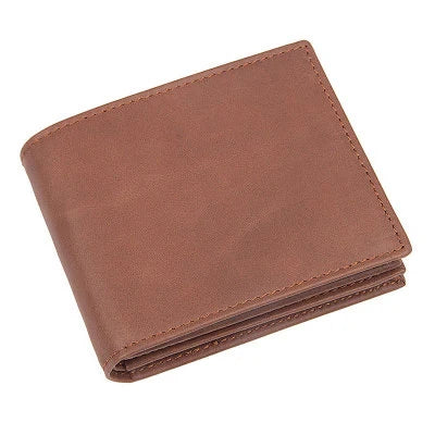 ハンドメイド RFID メンズ ブラウン スリム 二つ折り財布 ソフトレザー オリジン 財布 男性 男の子 ギフト クレジットカードスロット 紙幣 コインポケット付き
