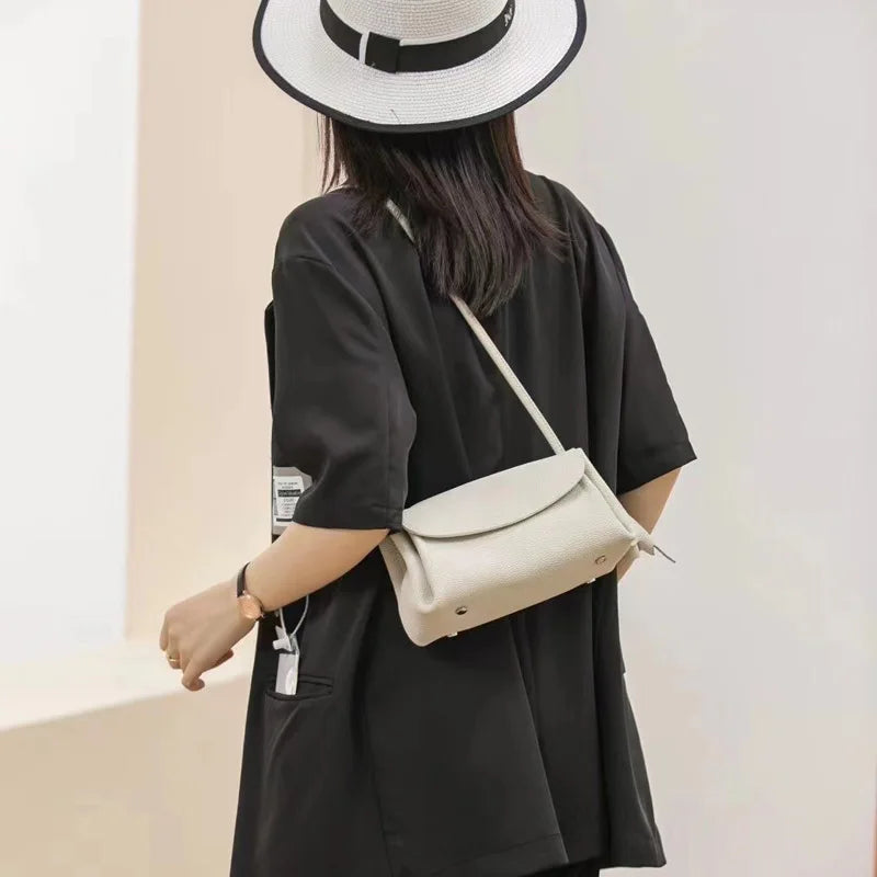 Spring Summer Korean version genuine leather women's crossbody bag simple versatile shoulder cloud fashion small bag